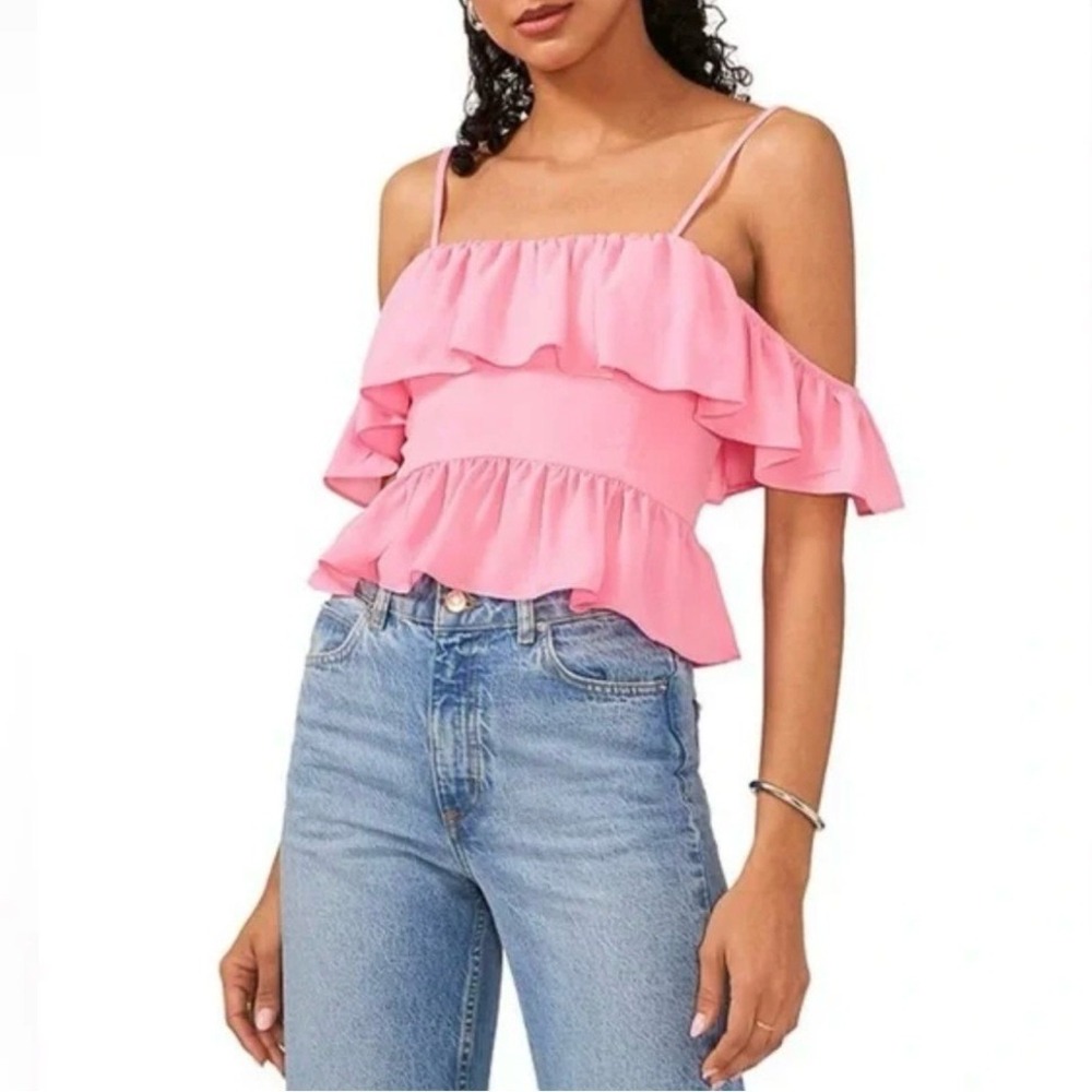 NWT 1. State Pink Ruffle Blouse Size‎ Large